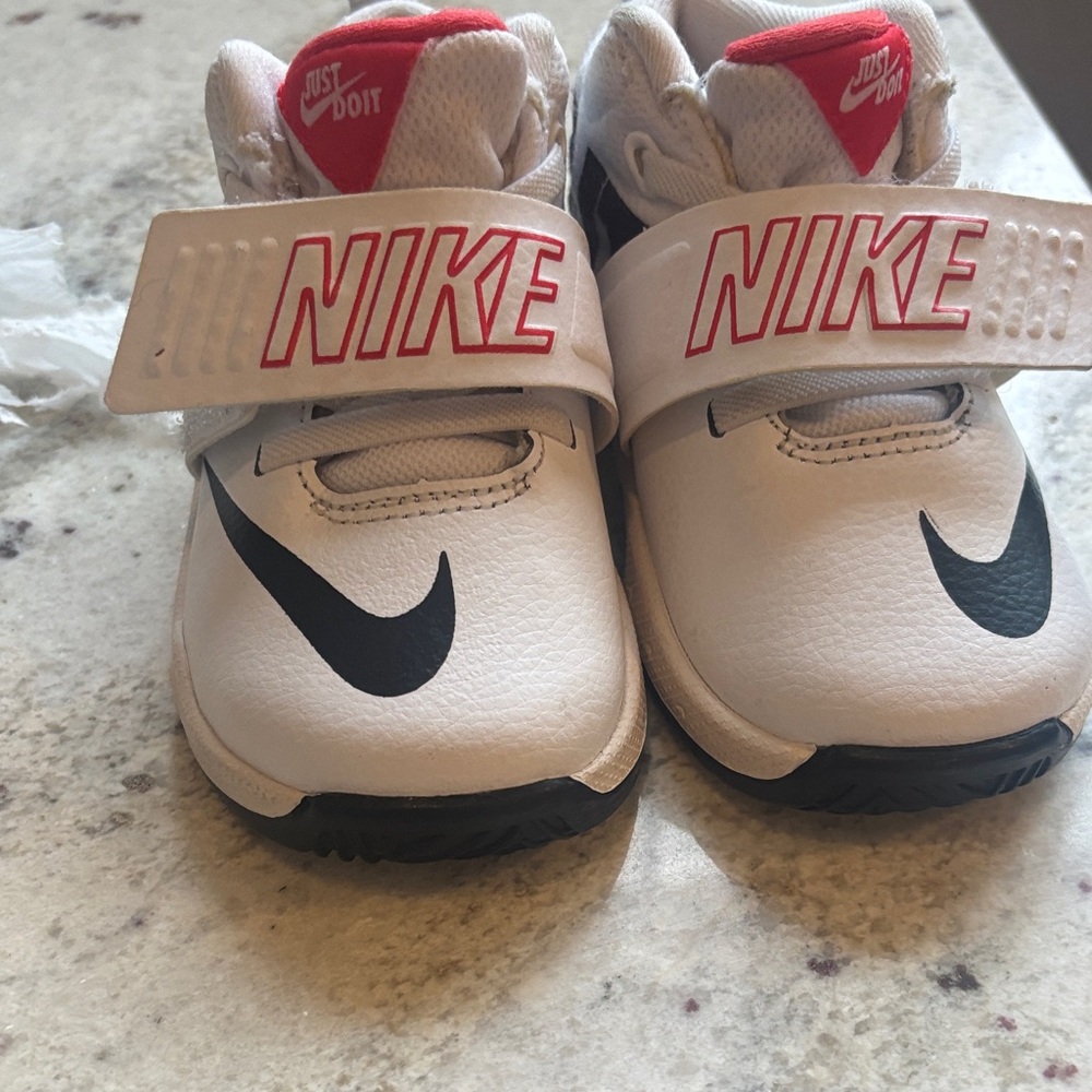 Nike Kids White Sneakers with Red and Black Accents